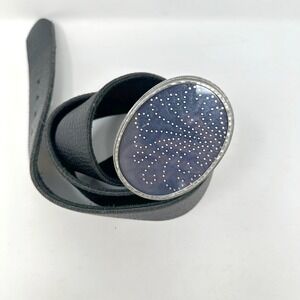 PRESH Buckle by Nicole‎ Louise 1.5" Pebbled Leather Belt Black M